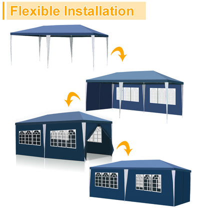 Partytent – Tuinpaviljoen – Feesttent – Terrastent – Tent Met Zijwanden – 3x6 Meter – UV-Bescherming & Waterafstotend Pezeil - Blauw