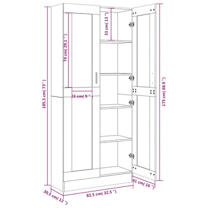 Modern Oak Wood Showcase Cabinet with Shutter Doors - 82.5x30.5x185.5cm Large Floor-Mounted Display Cabinet, No Electricity Needed