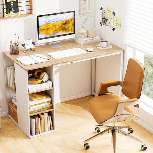 Bureau – Werkplek – Computertafel – Schrijftafel – Bureau met Opbergruimte – Compact 115x59 cm – Stevig Metalen Frame