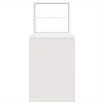 Bureau – Computertafel – Werkplek – Schrijftafel – Desk – Modern Compact Wit Bureau – Ruimtebesparend Met Open Opbergrek – Stevige MDF Houtconstructie 113x54x120 cm