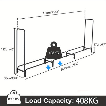 Houtkruik – Houtopslagrek – Houtblokkenhouder – Brandhoutrek – Houtopberging – 12 Voet Lang – Stevig Metalen Frame