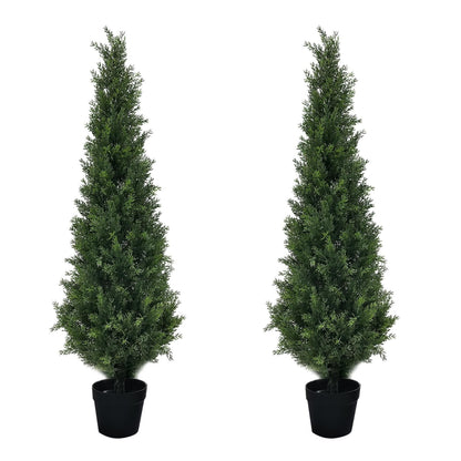 Kunstcipres – Kunstbomen – Nepplant – Kunstgroen – Kunststruik – Set Van 2 – 91 cm Hoog – UV-bestendig & Weerbestendig