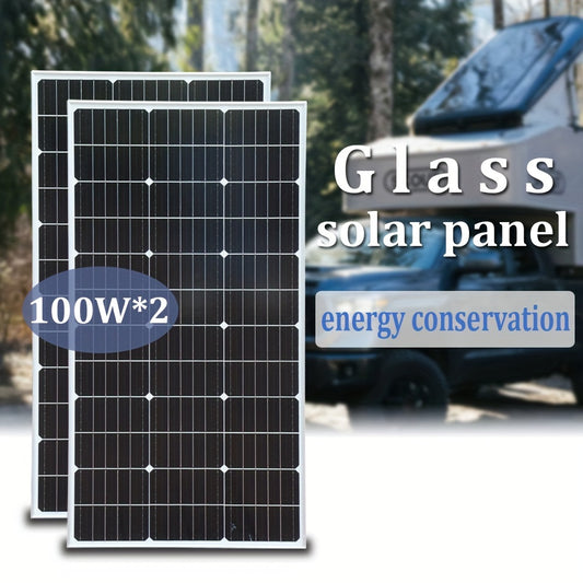 Zonnepanelen – Monokristallijne Panelen – 12V Solar Panelen – Caravan Zonnepanelen – Boot Zonnepanelen – 2x 100 Watt – Weerbestendig