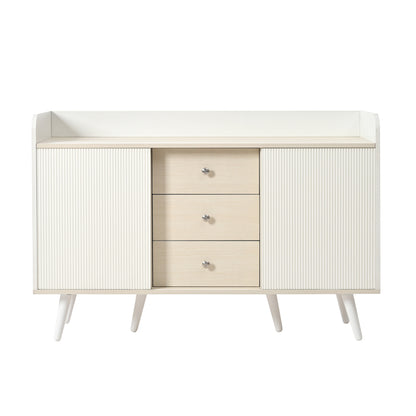 Dressoir – Sidetable – Opbergkast – Wandmeubel – Ladekast – Modern Design – Houtnerf Finish – 117,5 cm Breed – Drie Lades Met Verstelbare Planken