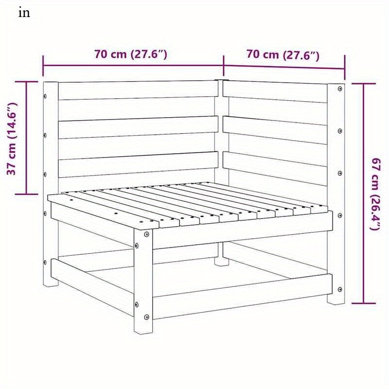 Tuinbank – Hoekbank – Buitenbank – Balkonbank – Bankje – Massief Grenenhout – 2-delige Set – Compact & Duurzaam