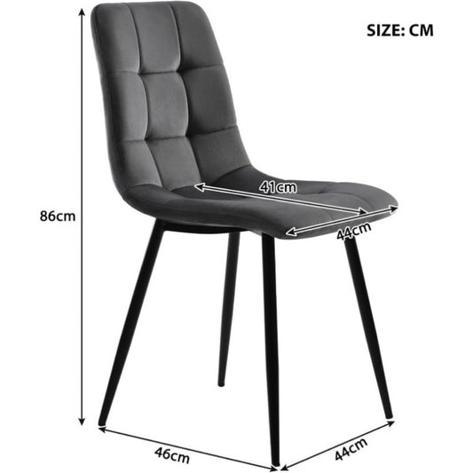 Eetkamerstoelen – Stoelenset – Velvet Stoelen – Zachte Stoelen – Metalen Stoelen – Donkergrijs – Set Van 4 – Geheugenfoam Zitting – Ergonomisch Design