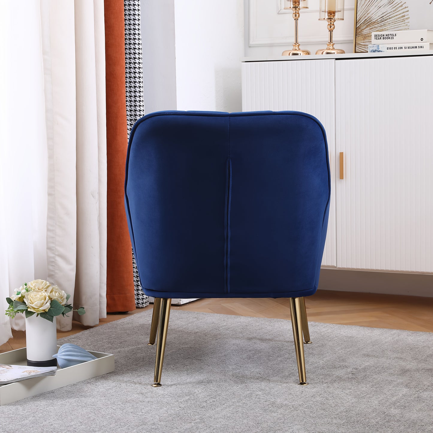 Fauteuil – Lounge Chair – Comfy Chair – Accentstoel – Relaxfauteuil – Blauw Stof – Metalen Poten – Eenvoudige Montage – Zonder Stroom – Comfortabele Zitplaats – Duurzaam Design