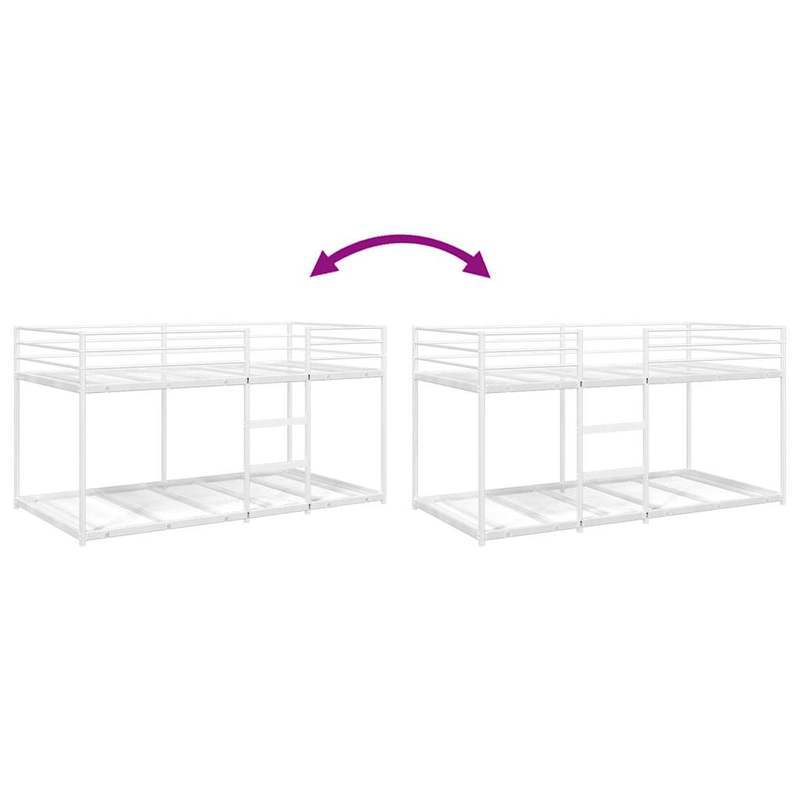 Stapelbed Zonder Matras – Hoogslaper – Kinderbed – Bunkbed – Halfhoogslaper – Stalen Frame – Wit – Afmeting 75x190 cm