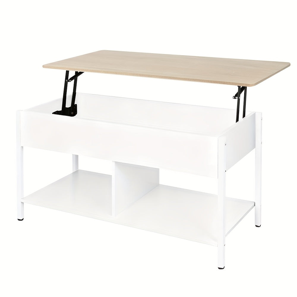 Salontafel Verstelbaar – Bijzettafel – Koffietafel – Hoogte Verstelbaar – Woonkamertafel – Multifunctioneel – Met 3-lagen Opbergruimte – Modern Europees Design – 90x48x62 cm – Sterk en Ruimtebesparend