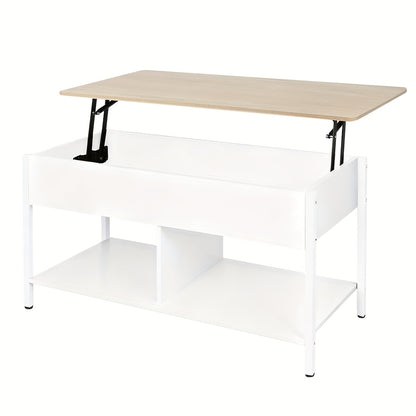 Salontafel Verstelbaar – Bijzettafel – Koffietafel – Hoogte Verstelbaar – Woonkamertafel – Multifunctioneel – Met 3-lagen Opbergruimte – Modern Europees Design – 90x48x62 cm – Sterk en Ruimtebesparend