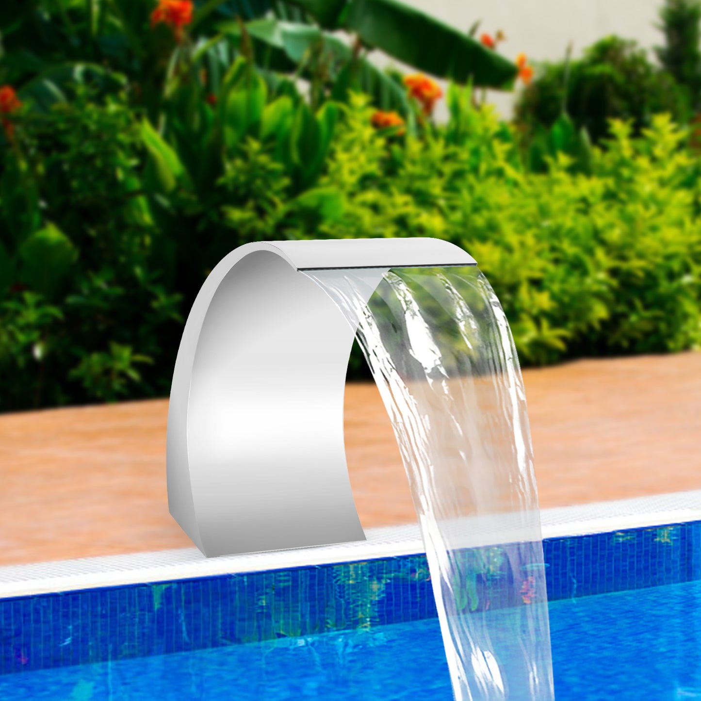 Zwembadfontein – Waterval Fontein – Vijverfontein – Tuinfontein – Waterornament – Roestvrij Staal – Burr-Free Oppervlak – Schroefdraadverbinding 30x60 cm