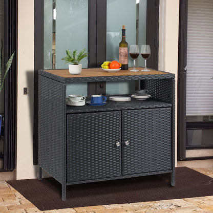 Opbergkast Buiten – Buitenopberger – Tuinkast – Tuinopslag – Terrasopberger – Rattan & Metalen Frame – Weerbestendig & Ruim