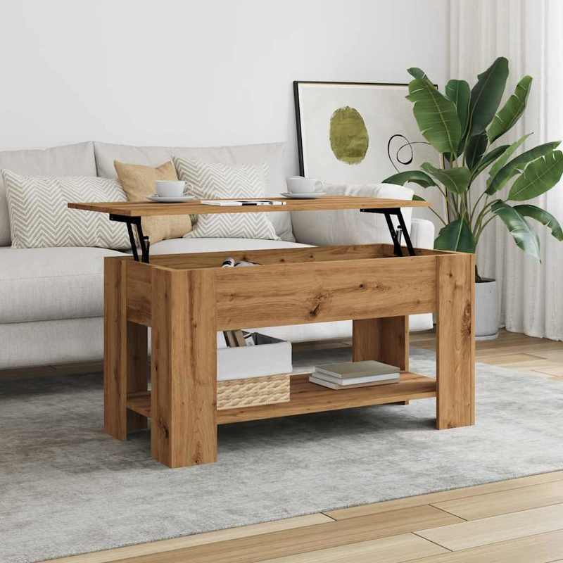 Coffee table 101x49x52cm edited wood artisanaal Oakkleur Practical, removable, suitable for all seasons, Coffee Table with Storage, Versatile Table, Living Room Furniture, Minimalist Style, Modern Furniture, Removable Design,
