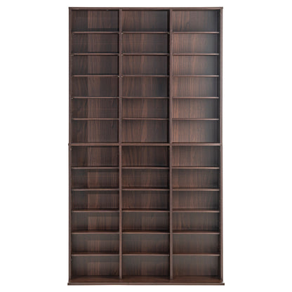 Media Opbergkast – Mediacabinet – Dvd Kast – Cd Rek – Boekenkast – Verstelbare Legplanken – Capaciteit 1080 Cd’s – Stabiele Houten Constructie – Espresso Kleur