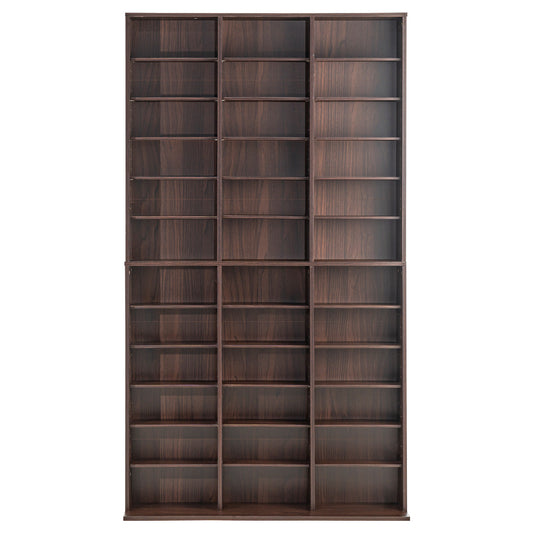 Media Opbergkast – Mediacabinet – Dvd Kast – Cd Rek – Boekenkast – Verstelbare Legplanken – Capaciteit 1080 Cd’s – Stabiele Houten Constructie – Espresso Kleur