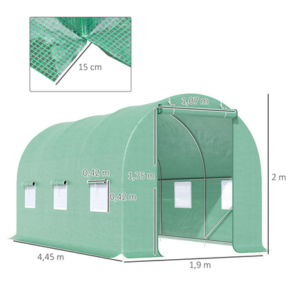 Kas – Serre – Kweekkas – Tuinkas – Plantentunnel – Stevig Gegalvaniseerd Stalen Frame – Afmetingen 445x190x200 cm