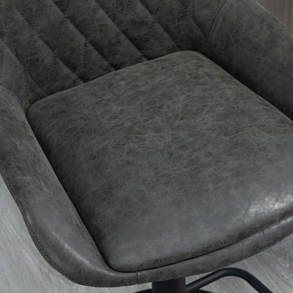 Barstoel – Barkruk – Barstoel Kruk – Keukenstoel – Barstoelen – Verstelbaar – Met Voetensteun – Met Gestoffeerde Zitting – Met Metaal Frame – Open Rugleuning – Donkergrijs/Zwart