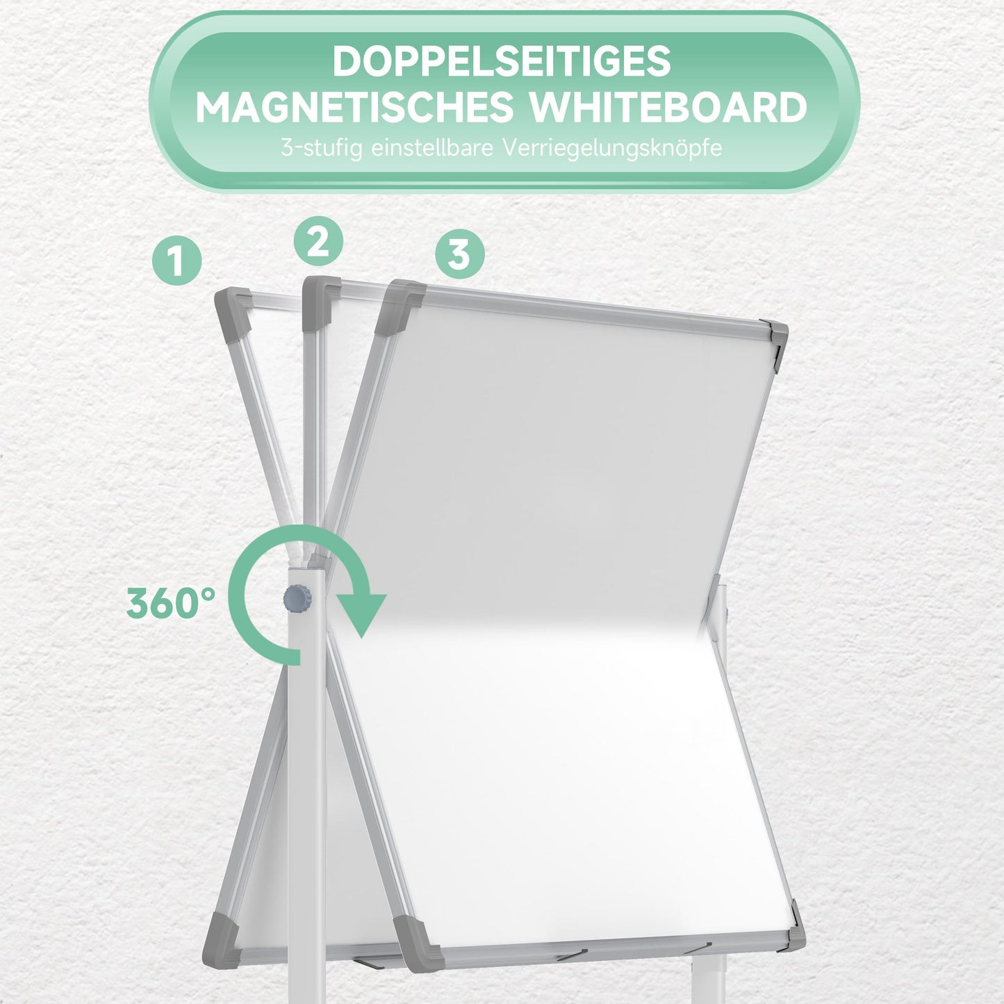 Magnetisch Whiteboard – Whiteboard Bord – Schrijfbord – Presentatiebord – Mobiel Whiteboard – 120 x 90 cm – Draaibaar Met Metalen Frame – Inclusief Marker En Wisser