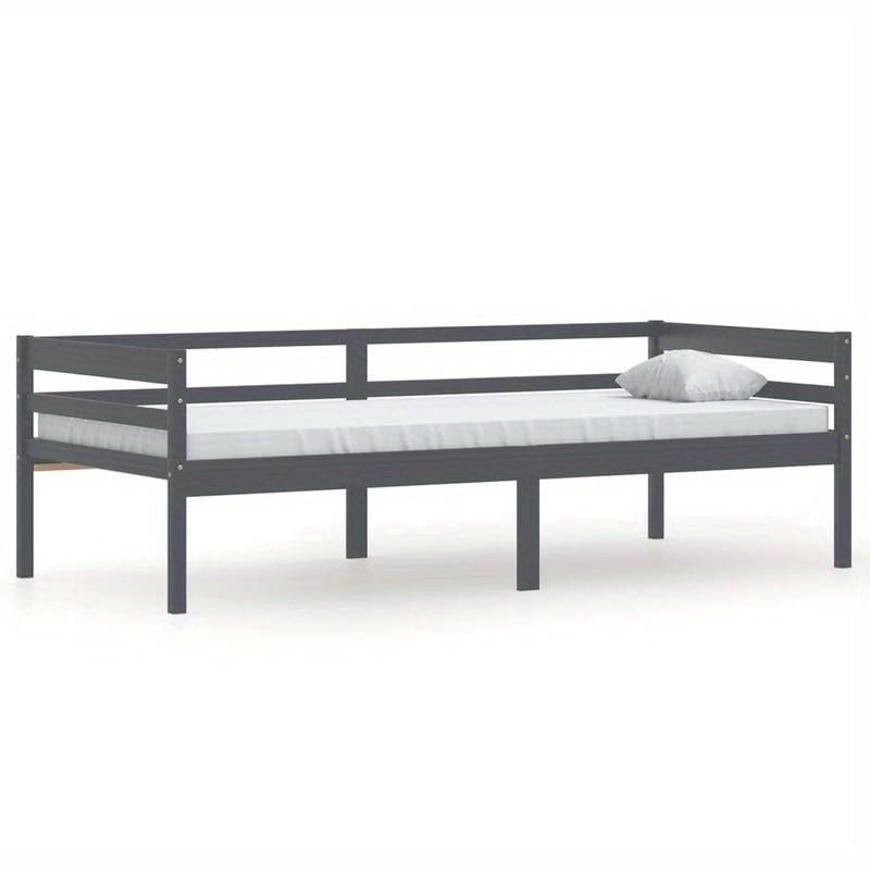 Modern Minimalist Bed Frame - Solid Pine Hardwood Construction, Easy Assembly, Tool-Free Setup, Sturdy Legs - Space-Saving Single Bed for Small Rooms, Apartments, Guest Bedrooms - Grigio Scuro (Dark Gray) Contemporary Furnitu