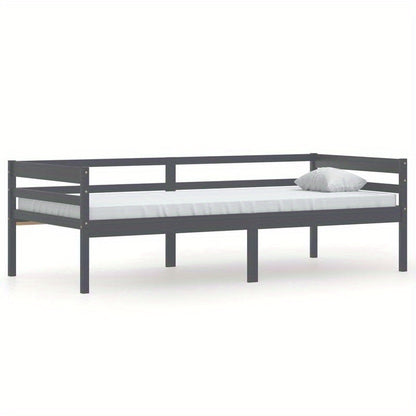 Modern Minimalist Bed Frame - Solid Pine Hardwood Construction, Easy Assembly, Tool-Free Setup, Sturdy Legs - Space-Saving Single Bed for Small Rooms, Apartments, Guest Bedrooms - Grigio Scuro (Dark Gray) Contemporary Furnitu