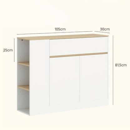 Opbergkast – Keukenkast – Ladekast – Kast – Opbergmeubel – Verstelbare Lades – Kantelbeveiliging – Wit – 68,5 cm Hoog – 3,2 Kubieke Voet Opbergruimte