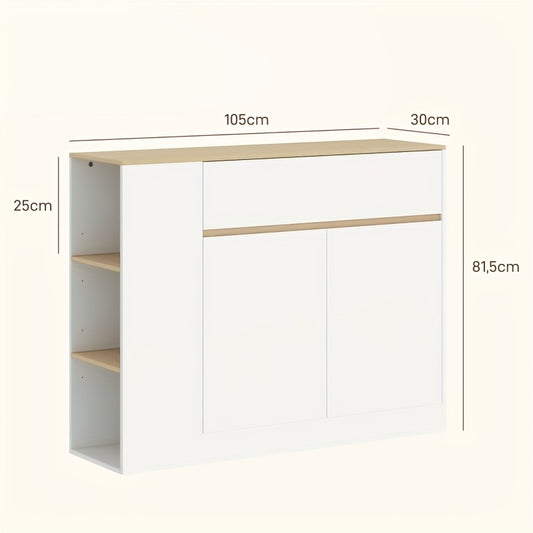 Opbergkast – Keukenkast – Ladekast – Kast – Opbergmeubel – Verstelbare Lades – Kantelbeveiliging – Wit – 68,5 cm Hoog – 3,2 Kubieke Voet Opbergruimte