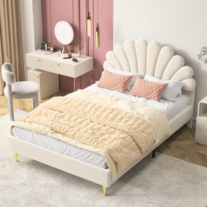 Tweepersoonsbed – Bed – Slaapbank – Boxspring – Bedframe – Velvet Beige – 140x200 cm – Stevig Houten Frame met Lattenbodem