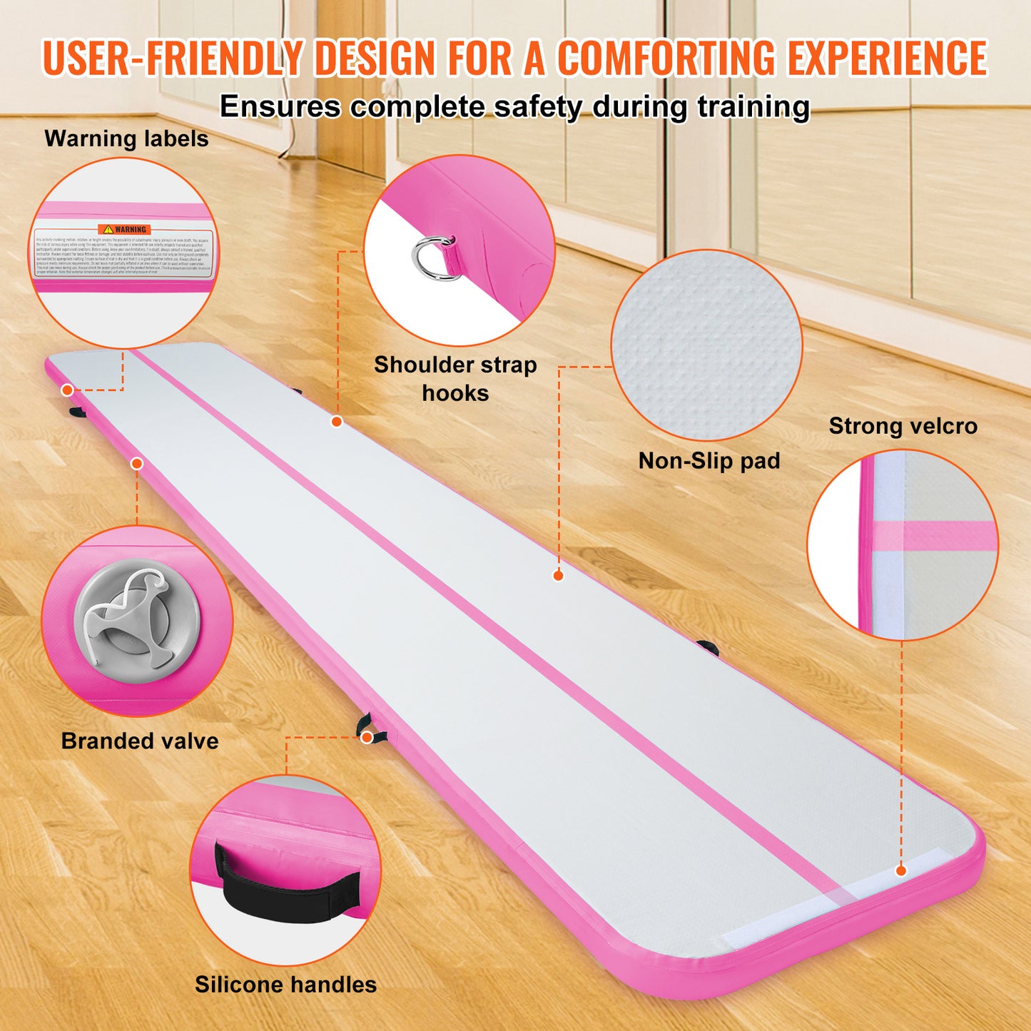 20FT Opblaasbare Air Track – Gymnastiek Mat – Tumbling Mat – Trainingsmat – Yoga Mat – Duurzaam PVC – Inclusief Elektrische Luchtpomp