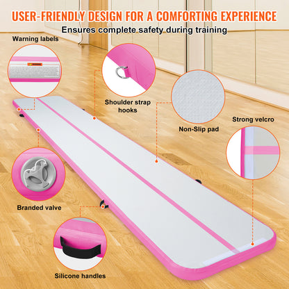 20FT Opblaasbare Air Track – Gymnastiek Mat – Tumbling Mat – Trainingsmat – Yoga Mat – Duurzaam PVC – Inclusief Elektrische Luchtpomp