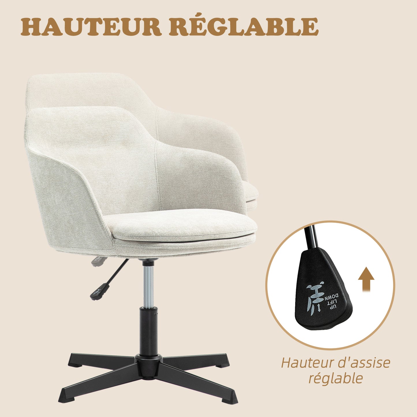 Bureaustoel – Bureaustoel Met Wieltjes – Werkstoel – Zwenkstoel – Bureaukruk – Verstelbare Hoogte 36-46 cm – Max. Draagkracht 120 kg