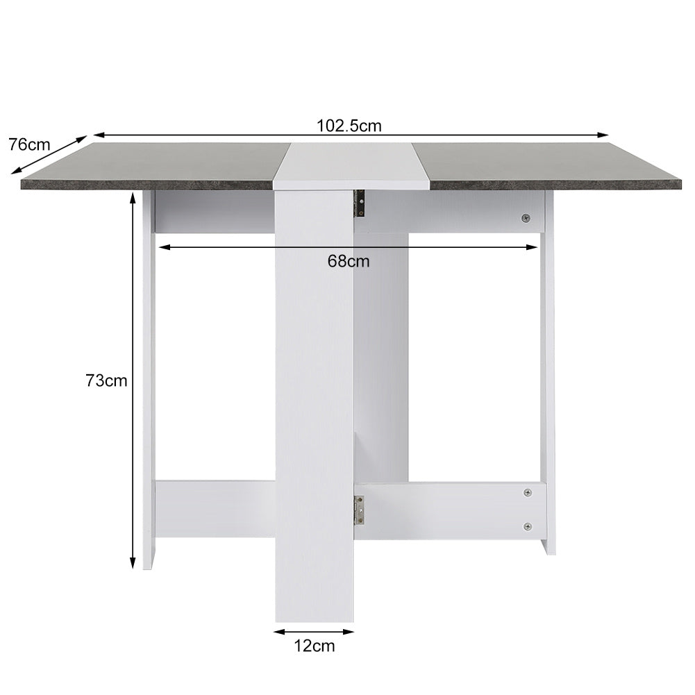 Keukentafel voor 4 Personen – Eettafel – Tafel – Bar-/Ontbijttafel – Keukentafel – Modern Grijs-Wit Design – Stevig Metalen Frame 103x76x73,4 cm