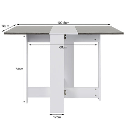 Keukentafel voor 4 Personen – Eettafel – Tafel – Bar-/Ontbijttafel – Keukentafel – Modern Grijs-Wit Design – Stevig Metalen Frame 103x76x73,4 cm