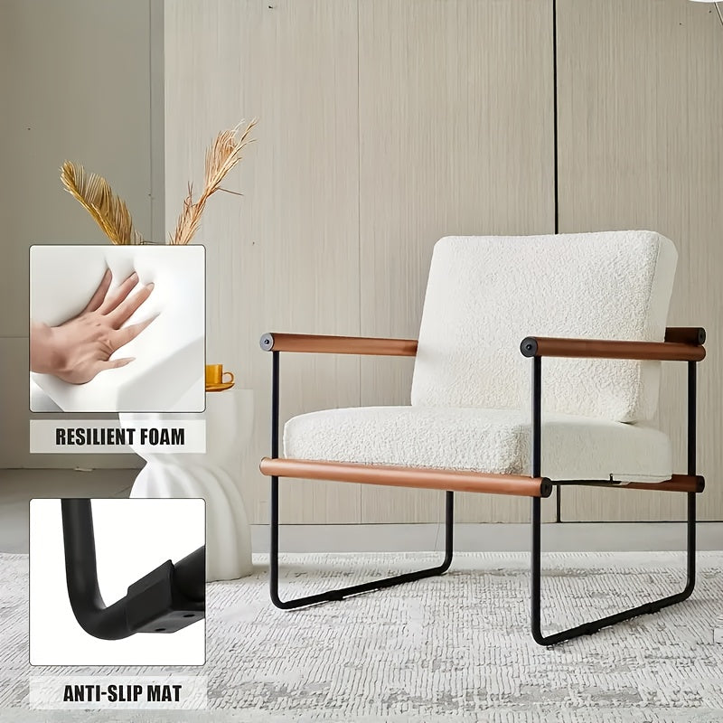 Fauteuil – Accentstoel – Relaxstoel – Loungefauteuil – Zetel – Stevig Metalen Frame – Zachte Sponsvulling – Compact 60x60x80 cm – Hout & Multiplex