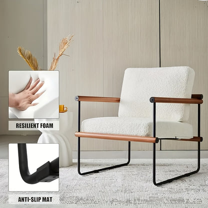 Fauteuil – Accentstoel – Relaxstoel – Loungefauteuil – Zetel – Stevig Metalen Frame – Zachte Sponsvulling – Compact 60x60x80 cm – Hout & Multiplex