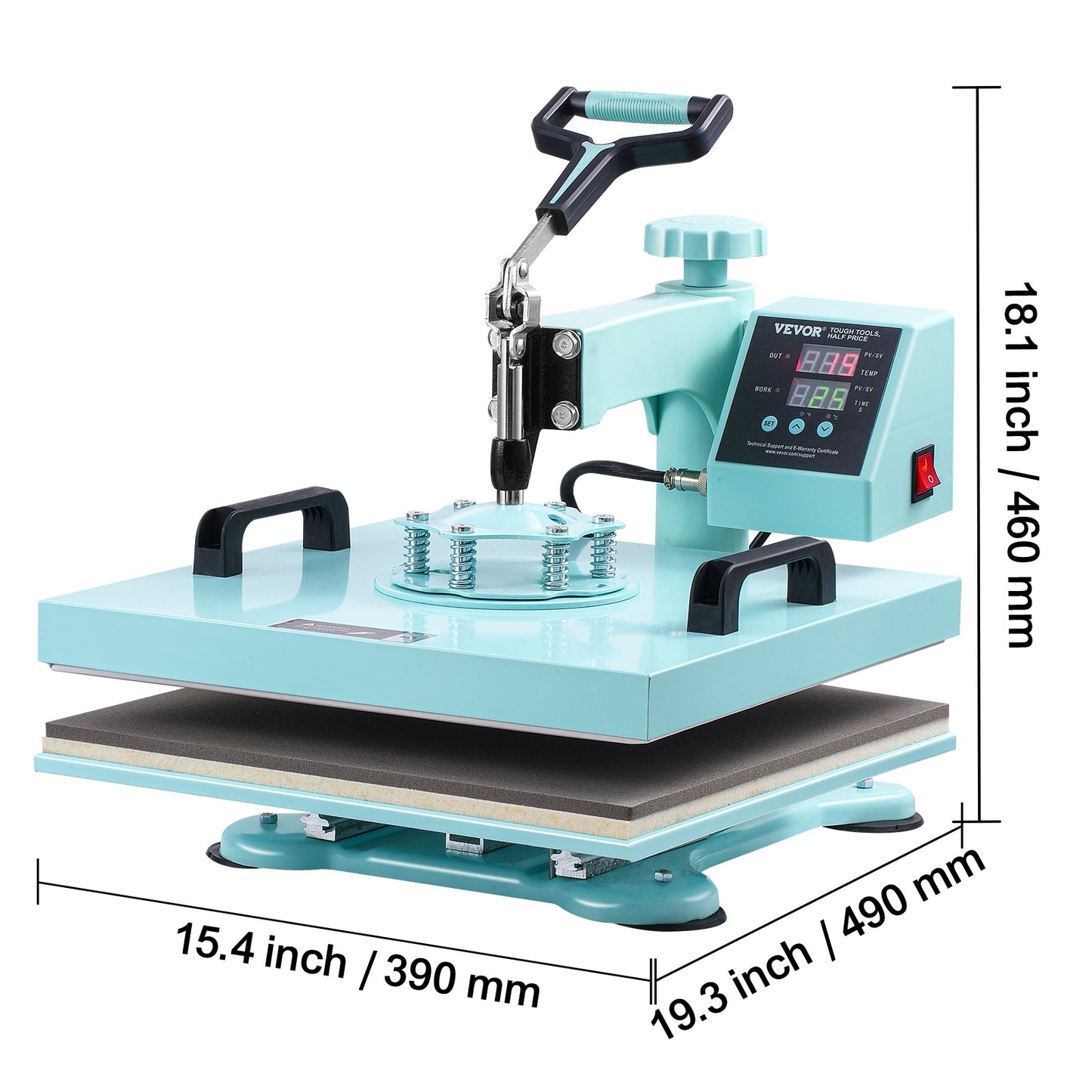 Transferpers – Hittepers – Heat Press Machine – Warmte Pers – Drukpers – 5-in-1 Multifunctioneel – 15x15 Inch Groot – 30oz Tumbler Pers
