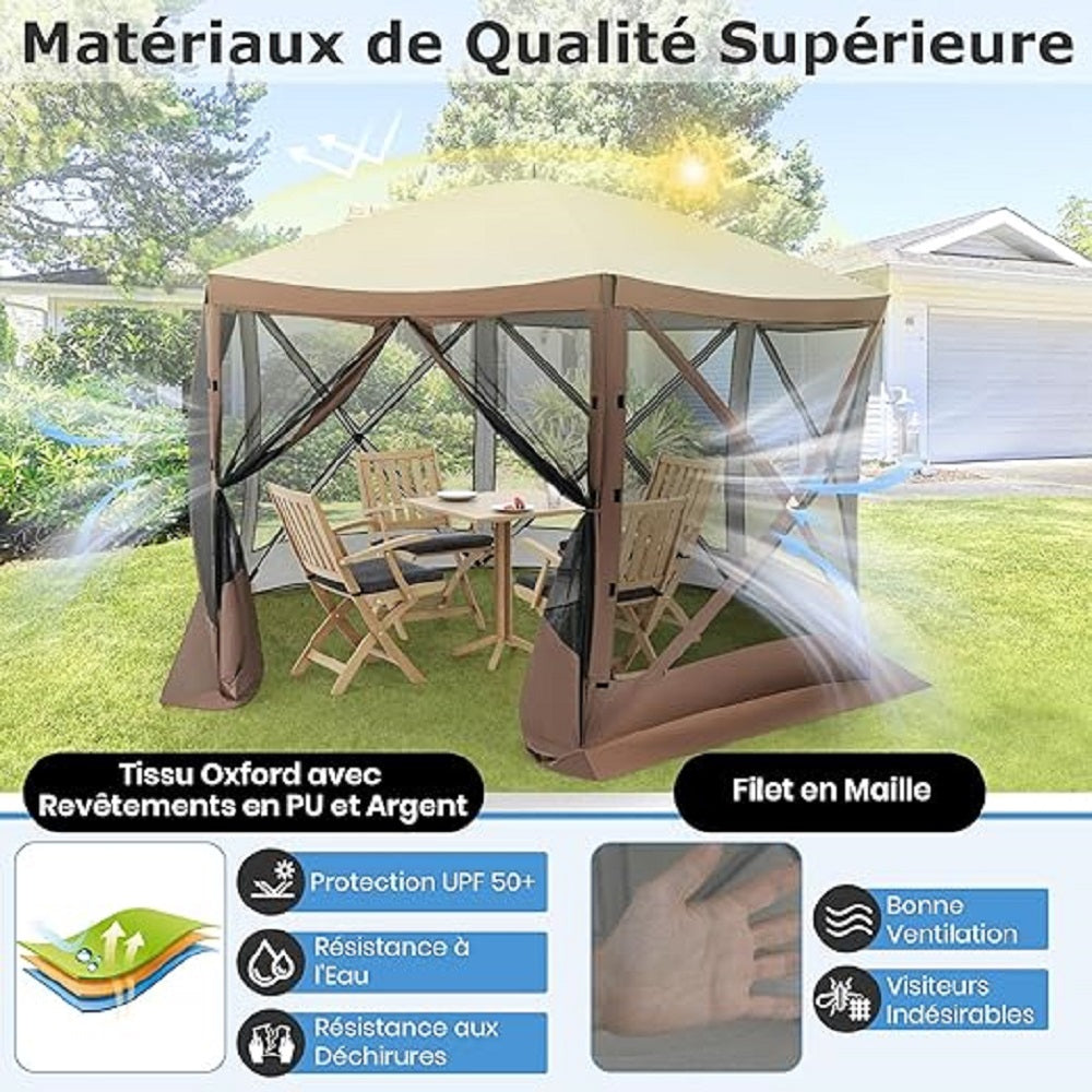 Pop-Up Tent – Schermtent – Camping Tent – Muzieknet Tent – Zonnescherm – Ruim 350x350 cm – Insectenbescherming Met Muskietennet