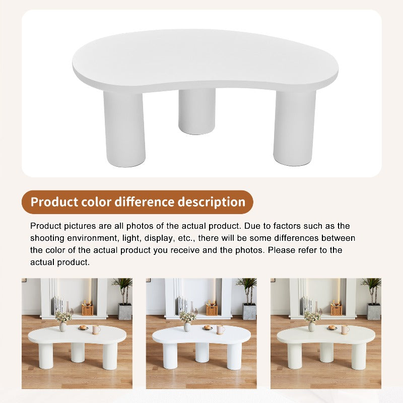 Crescent Salontafel – Halvemaan Tafel – Onregelmatige Sofa Tafel – Woonkamertafel – MDF Tafel – Extra Lang 107cm – PVC Poten Met Viltpads