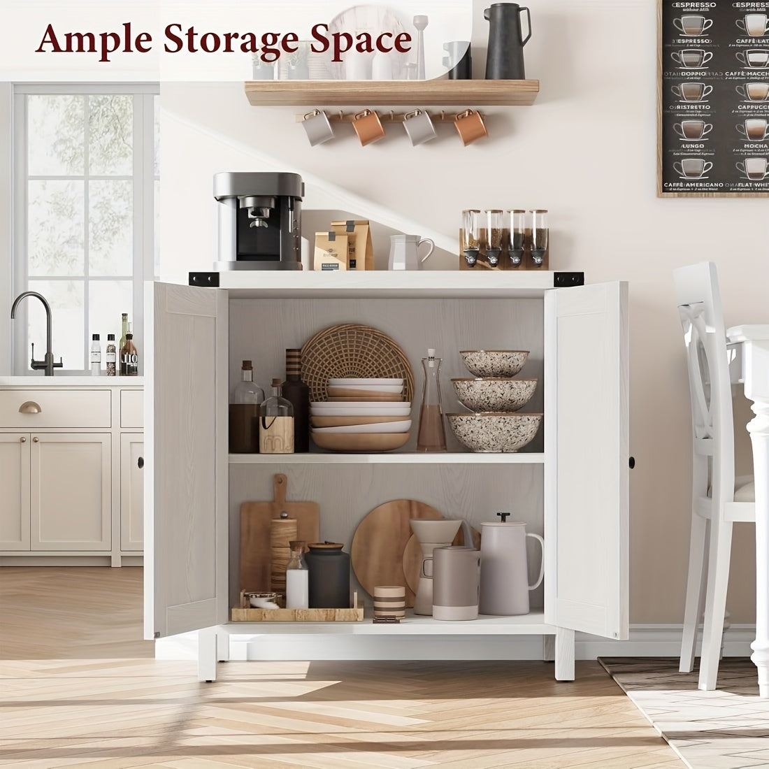Farmhouse Sidetable – Dressoir – Buffetkast – Opbergkast – Haltafel – Wit MDF Met Metalen Poten – Compact Ontwerp, 2 Lades