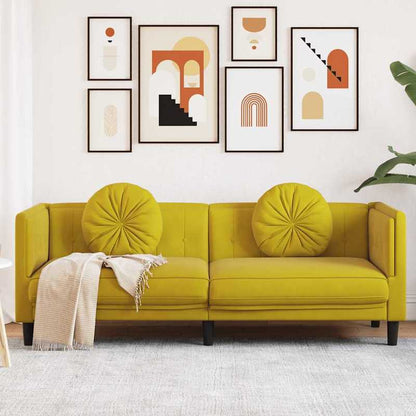 Slaapbank – Bedbank – Sleeperbank – Zitbed – 3-Zits Bank – Gele Velvet – Ruimtebesparend Ontwerp – Stevig Metaal Frame