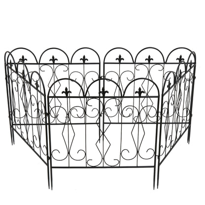 Metalen Tuinhek – Tuinafscheiding – Border Schutting – Tuinpaneel – Grasdraad Afzetting – Modern Design – Zwart Gecoat Metaal – Weerbestendig 60 x 62 cm – Set Van 5 Panels
