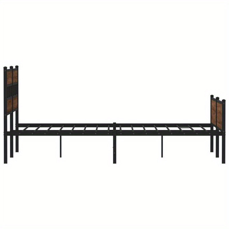 Bed frame without mattress in Brown Oak Metal 160x200cm