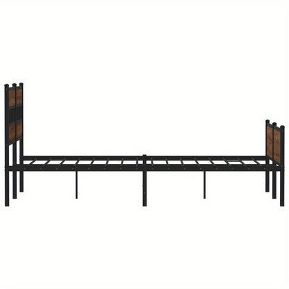 Bed frame without mattress in Brown Oak Metal 160x200cm
