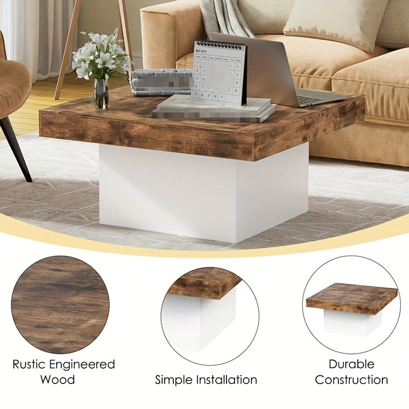 Salontafel – Koffietafel – Bijzettafel – Woonkamer Tafel – Huiskamer Meubel – Vierkant – Hout – 90x90x45 cm – Stevig Draagvermogen 45 kg – Gemakkelijk Schoon Te Maken