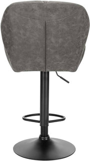 Barkruk Comfy Grijs - Met rugleuning - Stevig- Kunstleer - Set van 1 - Keuken - Barstoelen ergonomisch - Verstelbaar in hoogte - Zithoogte 60-82cm