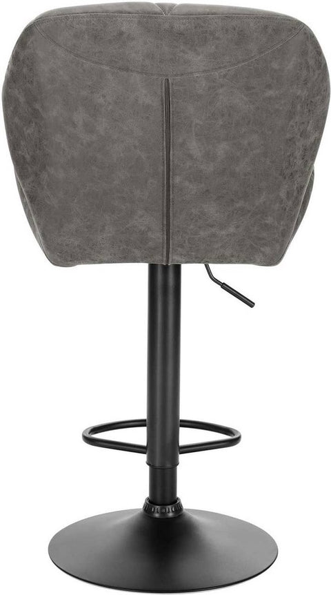 Barkruk Comfy Grijs - Met rugleuning - Stevig- Kunstleer - Set van 1 - Keuken - Barstoelen ergonomisch - Verstelbaar in hoogte - Zithoogte 60-82cm