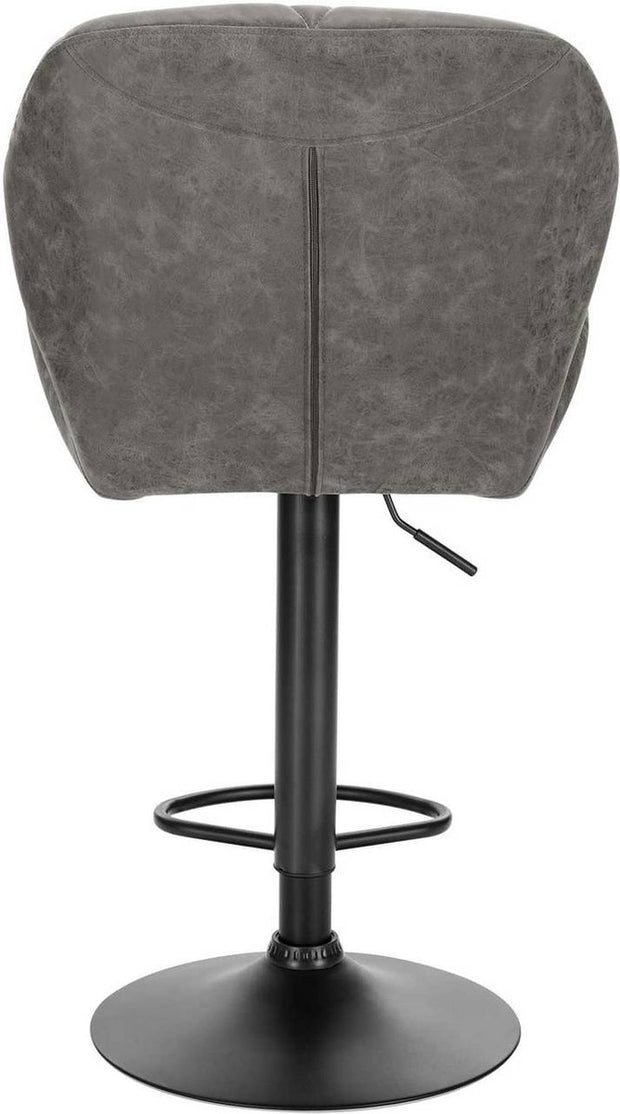 Barkruk Comfy Grijs - Met rugleuning - Stevig- Kunstleer - Set van 1 - Keuken - Barstoelen ergonomisch - Verstelbaar in hoogte - Zithoogte 60-82cm