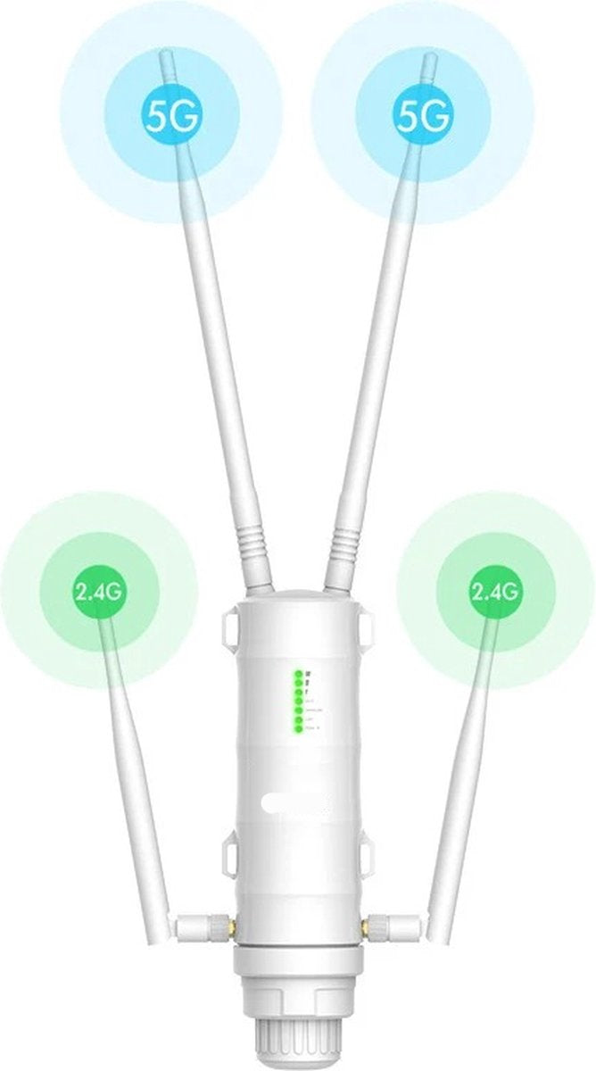 Wifi Versterker - Wifi Repeater - Wifi Extender - 1200Mbps - Dual Band 2.4G + 5GHz - 4 Externe Antennes - Weerbestendig