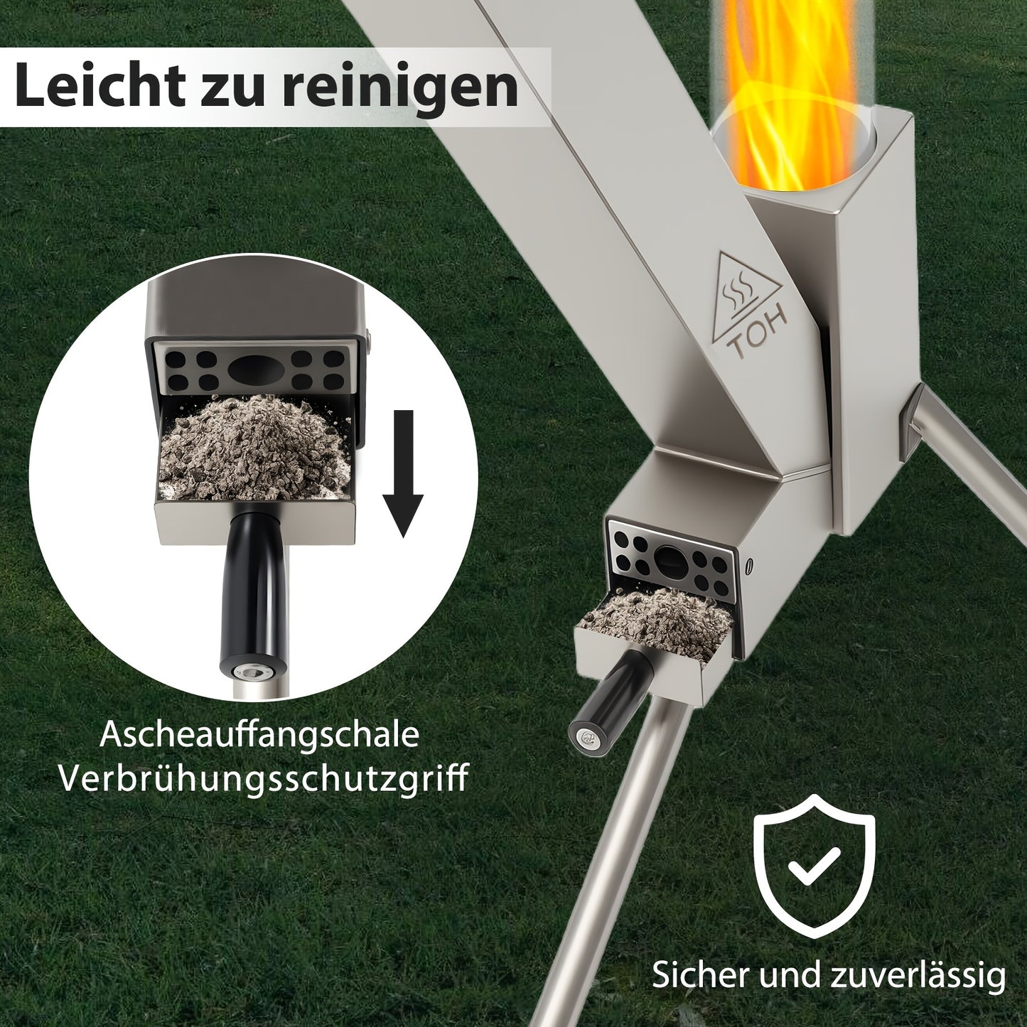 Tuinhaard – Terrashaard – Buitenhaard – Vuurkolom – Tuinkachel – RVS Metalen Constructie – Regelbare Vlamhoogte Zonder Elektriciteit