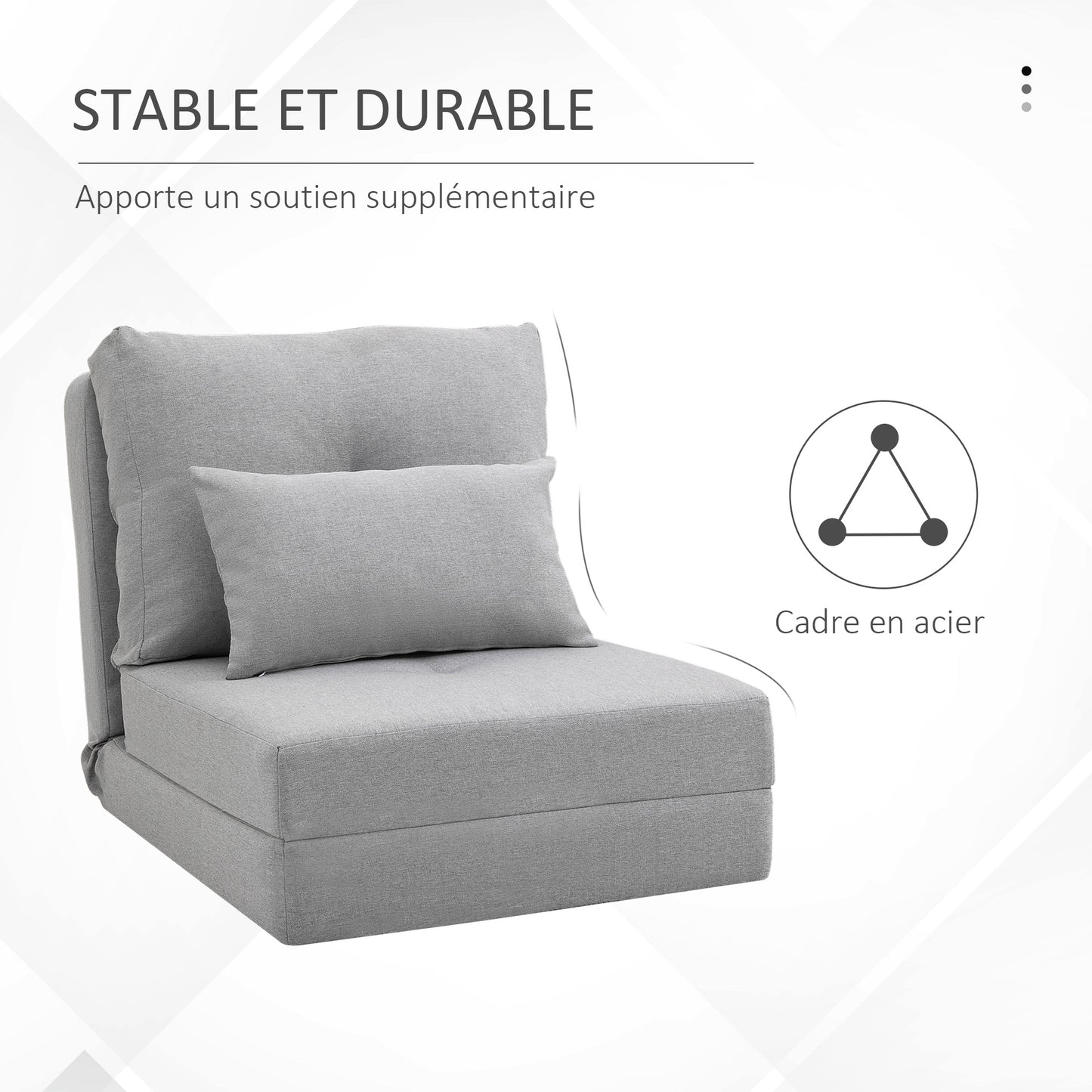 Zitzak – Zitzakstoel – Fauteuil – Loungestoel – Slaapstoel – Verstelbare Rugleuning 105°-180° – Ademend Linnen Met Kussen – Lichtgrijs