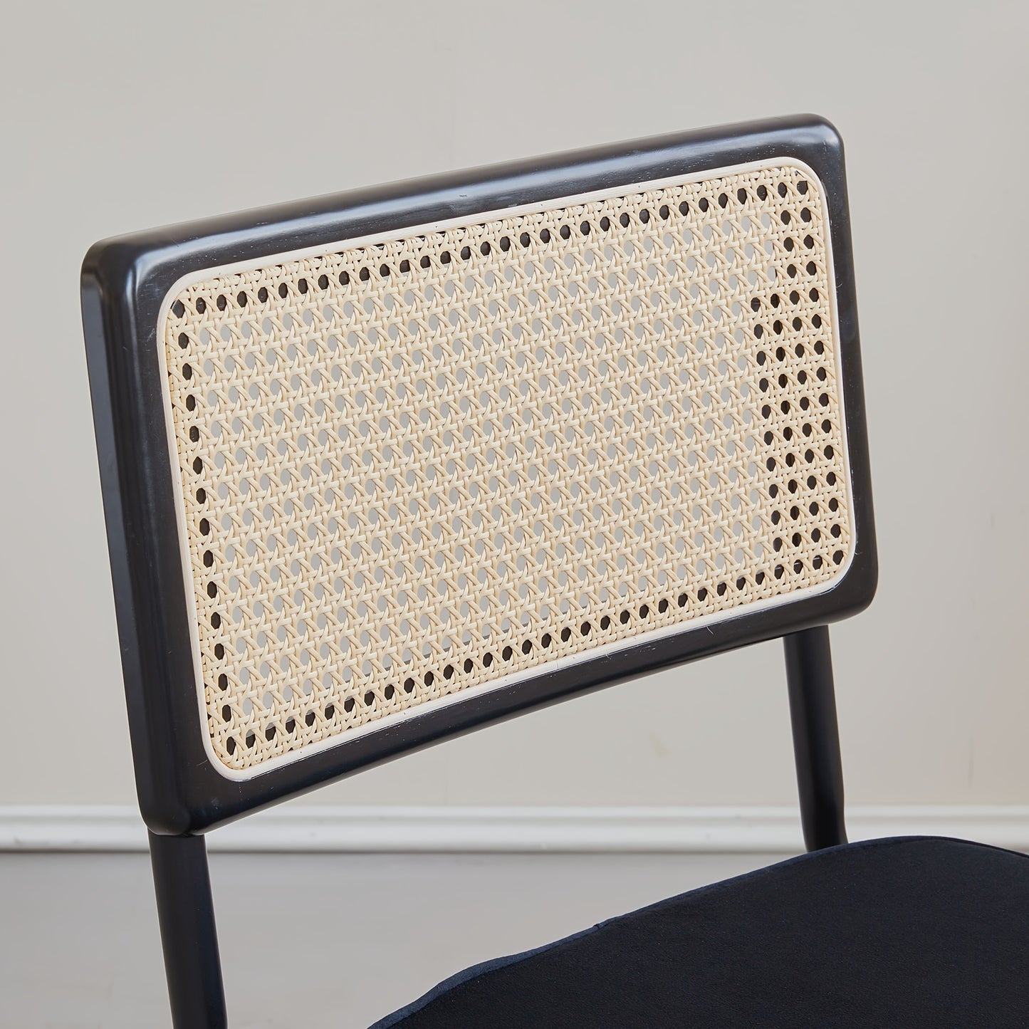 Eetkamerstoel – Keukenstoel – Draaistoel – Kuipstoel – Zwarte Fluwelen Stoel – Met Metalen Poten – Rieten Rugleuning – Ergonomisch Comfort
